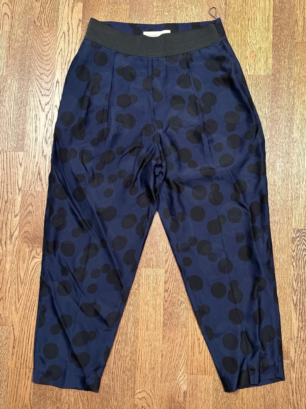 Stella McCartney Rayon Silk Polka Dot High Waist Tapered Light Pants Womens 40